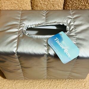 Premium Silver Tissue Box Cover